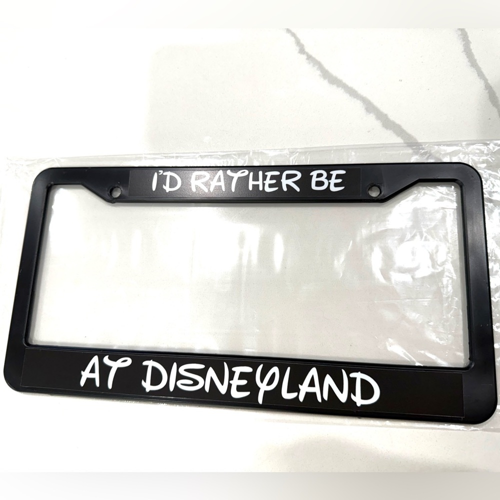 Brand New-I'D RATHER BE AT DISNEYLAND-Black License Plate Frame - Picture 3 of 5